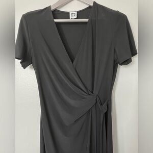 Anne Klein Black Wrap Midi Dress